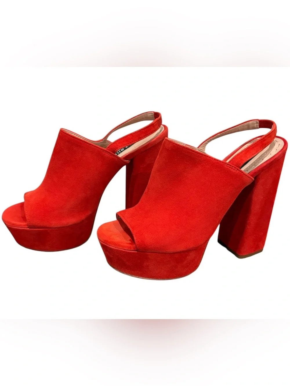 Alice + Olivia Logan Red Suede Platform Slingback Sandals EU 37 US 7